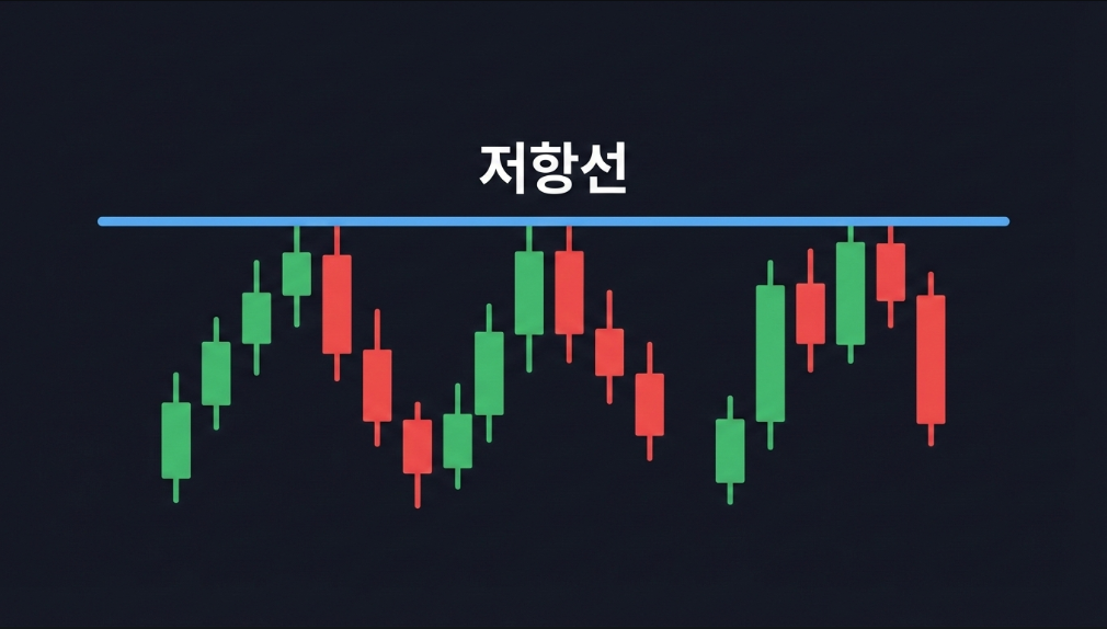 저항선 개념을 설명하는 차트 예시 이미지