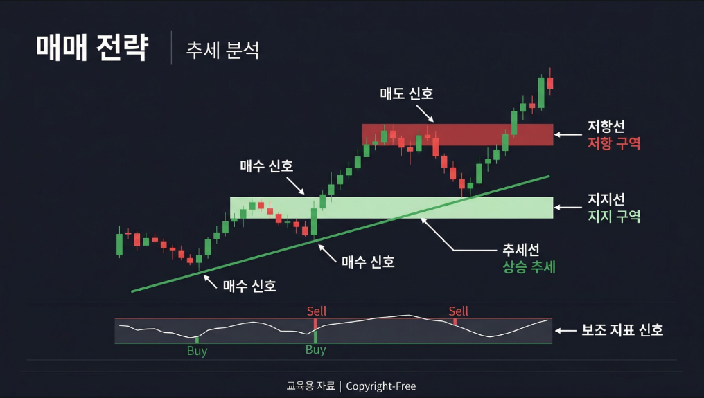차트 기반 매매 전략 개념을 설명하는 이미지