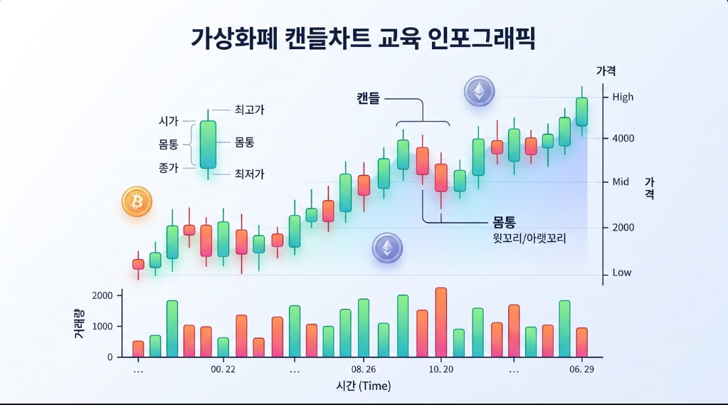 암호화폐 차트에서 거래량 위치 설명
