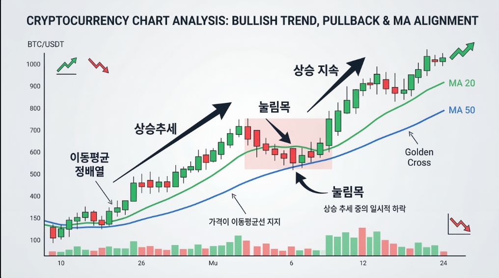 정배열 상승 추세에서 눌림목 예시