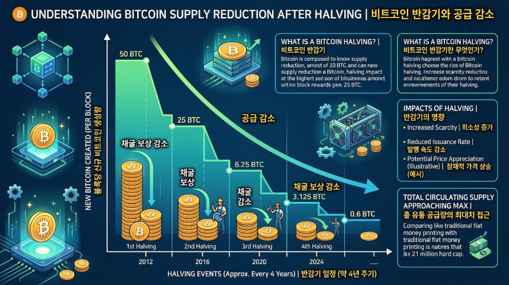비트코인 반감기 이후 공급 감소 구조