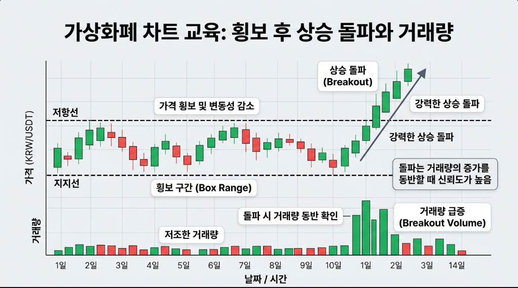 거래량 증가 후 상승 돌파 차트