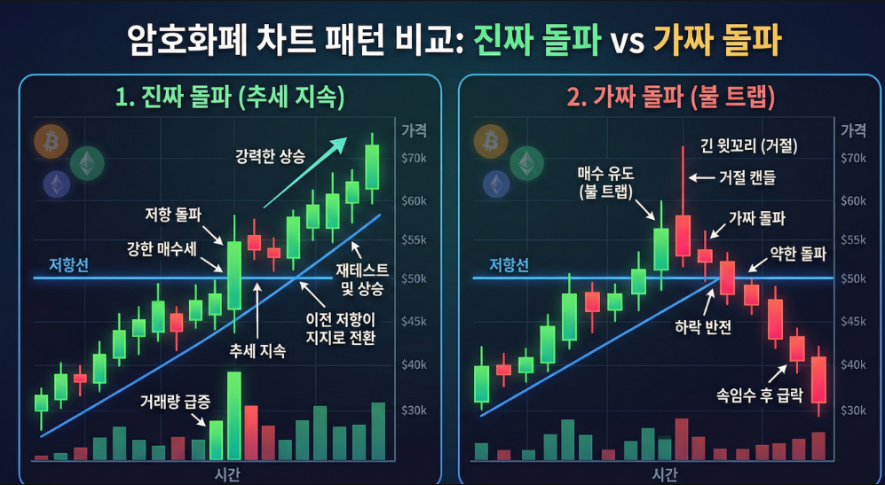 진짜 돌파와 페이크 돌파 비교