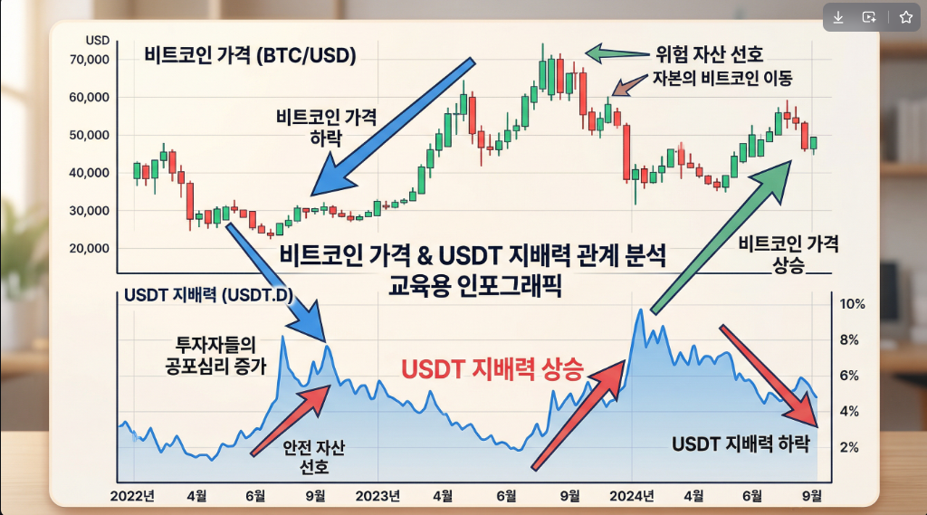 비트코인과 USDT 도미넌스 관계