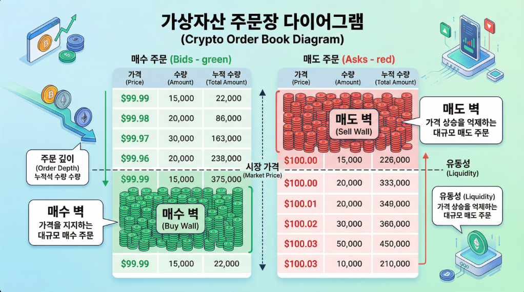 코인 오더북 구조 설명 이미지