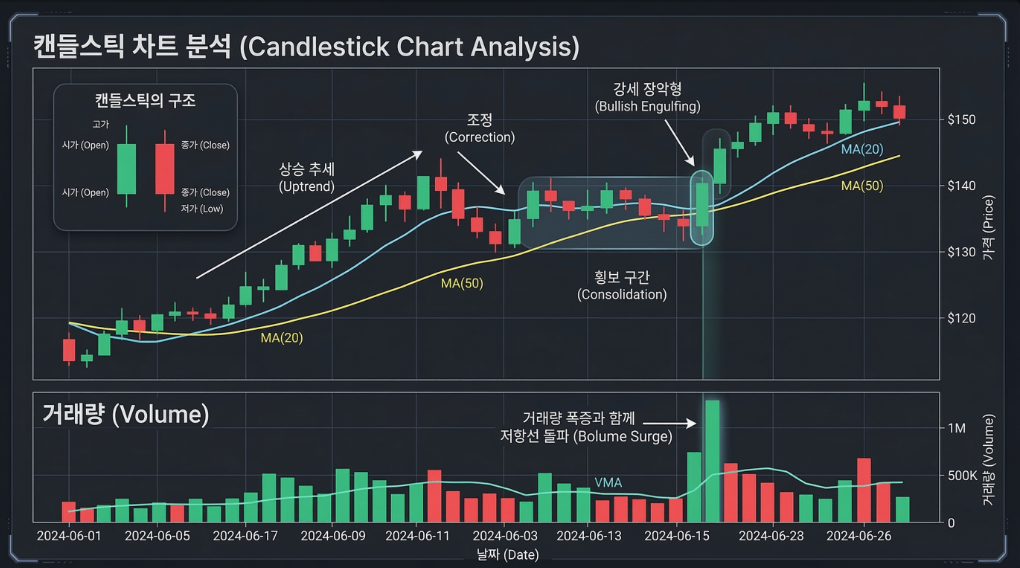 거래량을 설명하는 차트 예시 이미지
