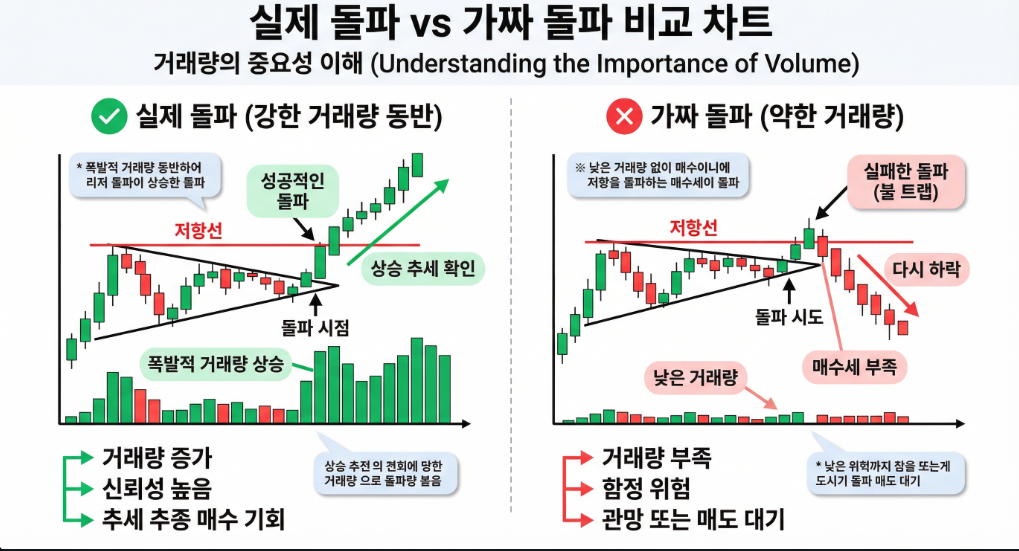 실제 돌파 가짜 돌파 비교 이미지