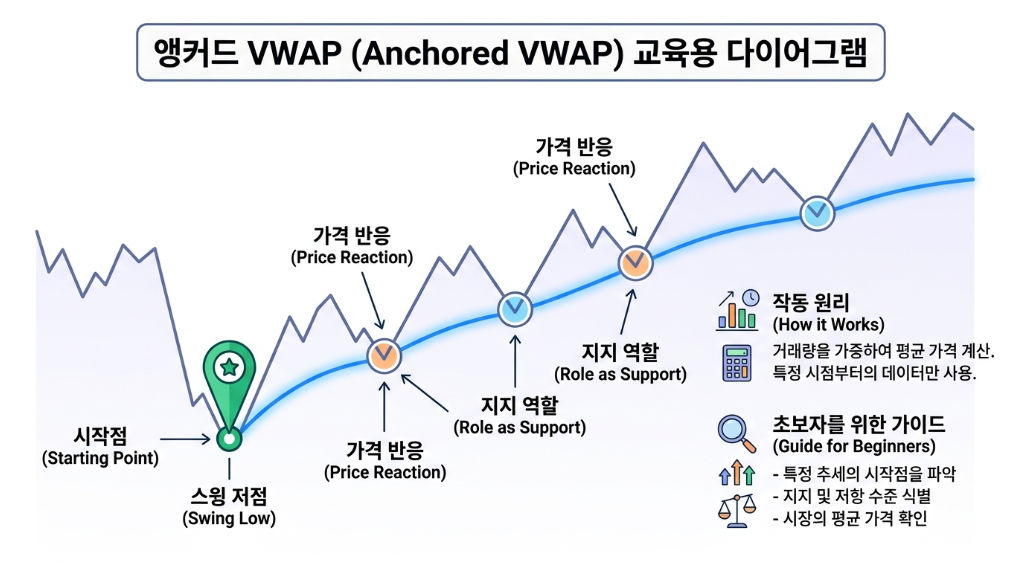 스윙 저점 기준 앵커드 VWAP 예시 이미지