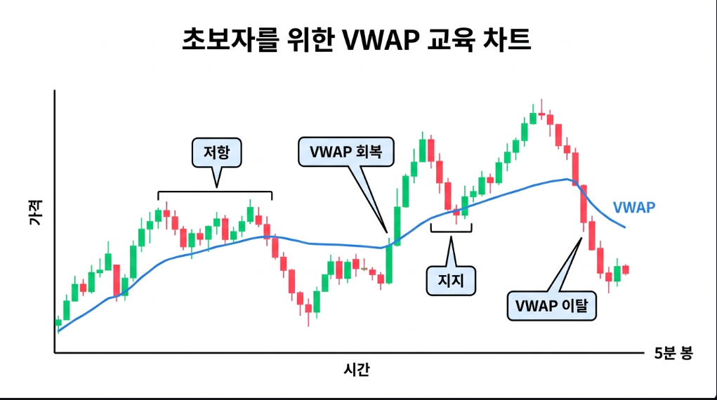 VWAP 지지와 저항 반응 예시 이미지