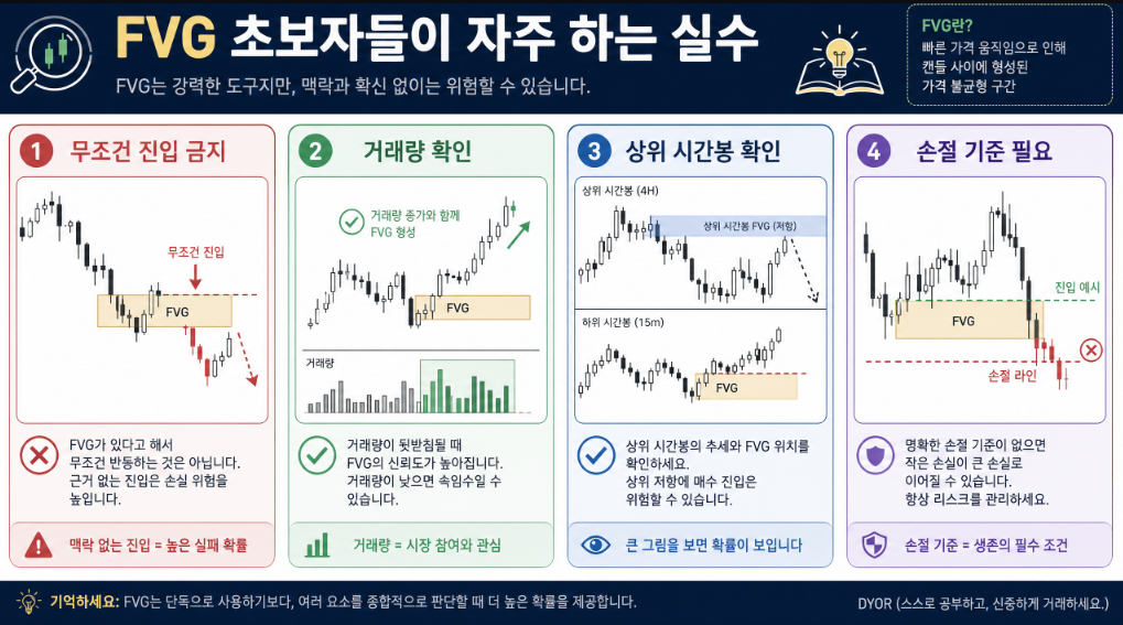 코인 FVG 초보자 실수와 확인 기준 설명 이미지