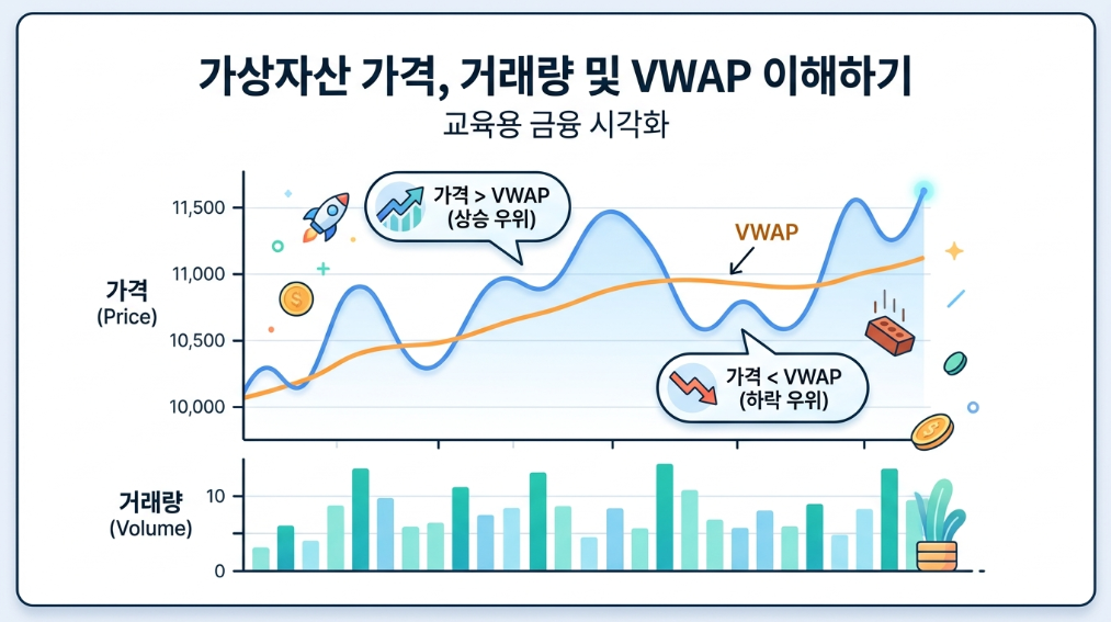 코인 VWAP 기본 개념과 가격 위치 설명 이미지